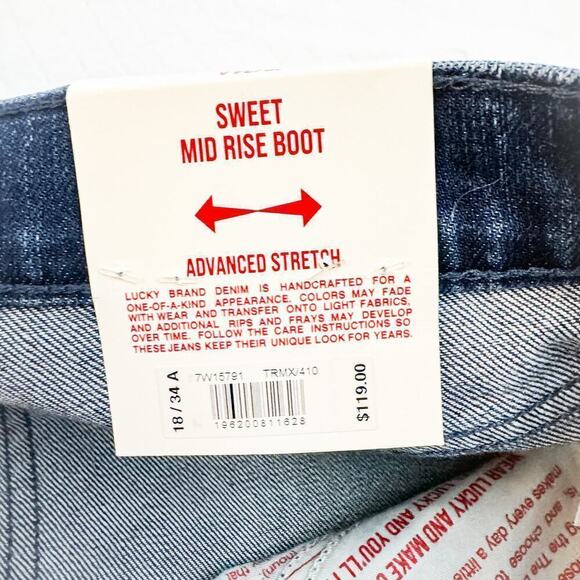 Lucky Brand Sweet Mid Rise Boot Cut Tab Pocket Denim Jeans Size 18 / 34A - Picture 6 of 8